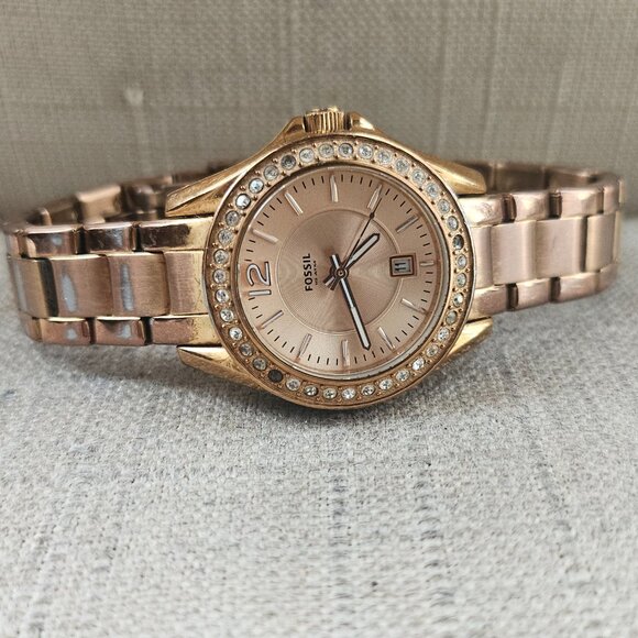 Fossil Women Watch Riley Mini Rose Gold Crystals ES2889 Ladies Wristwatch - Picture 8 of 14